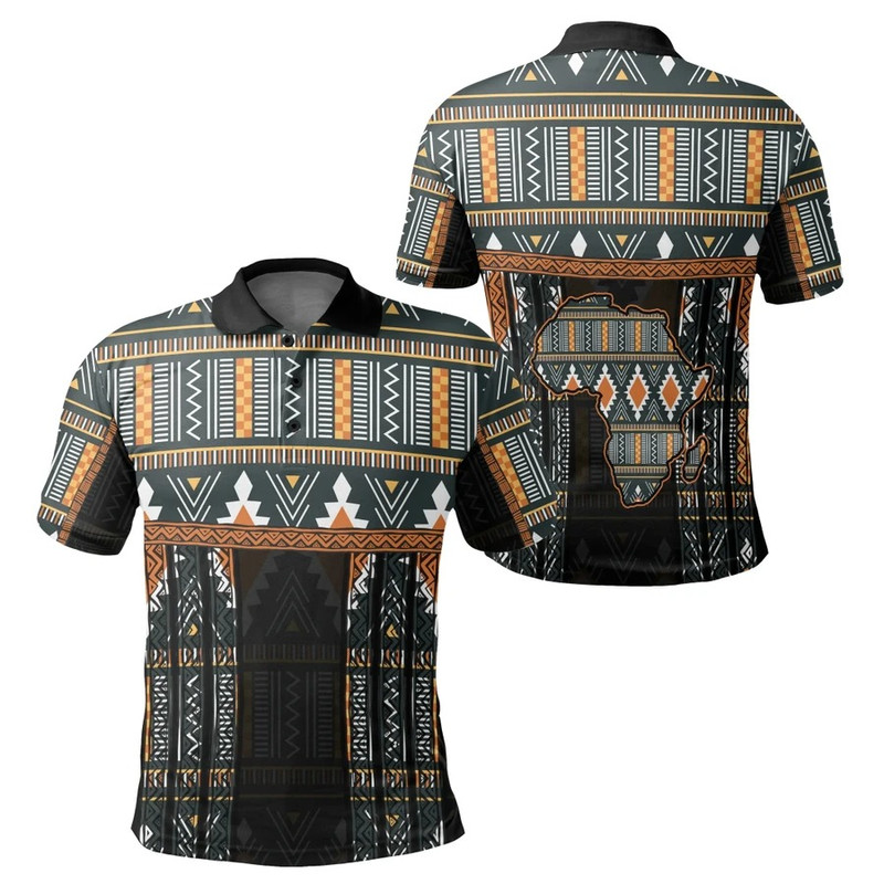 Africa Map Kente Ashanti Geometric Polo Shirt, African Polo Shirt For Men Women