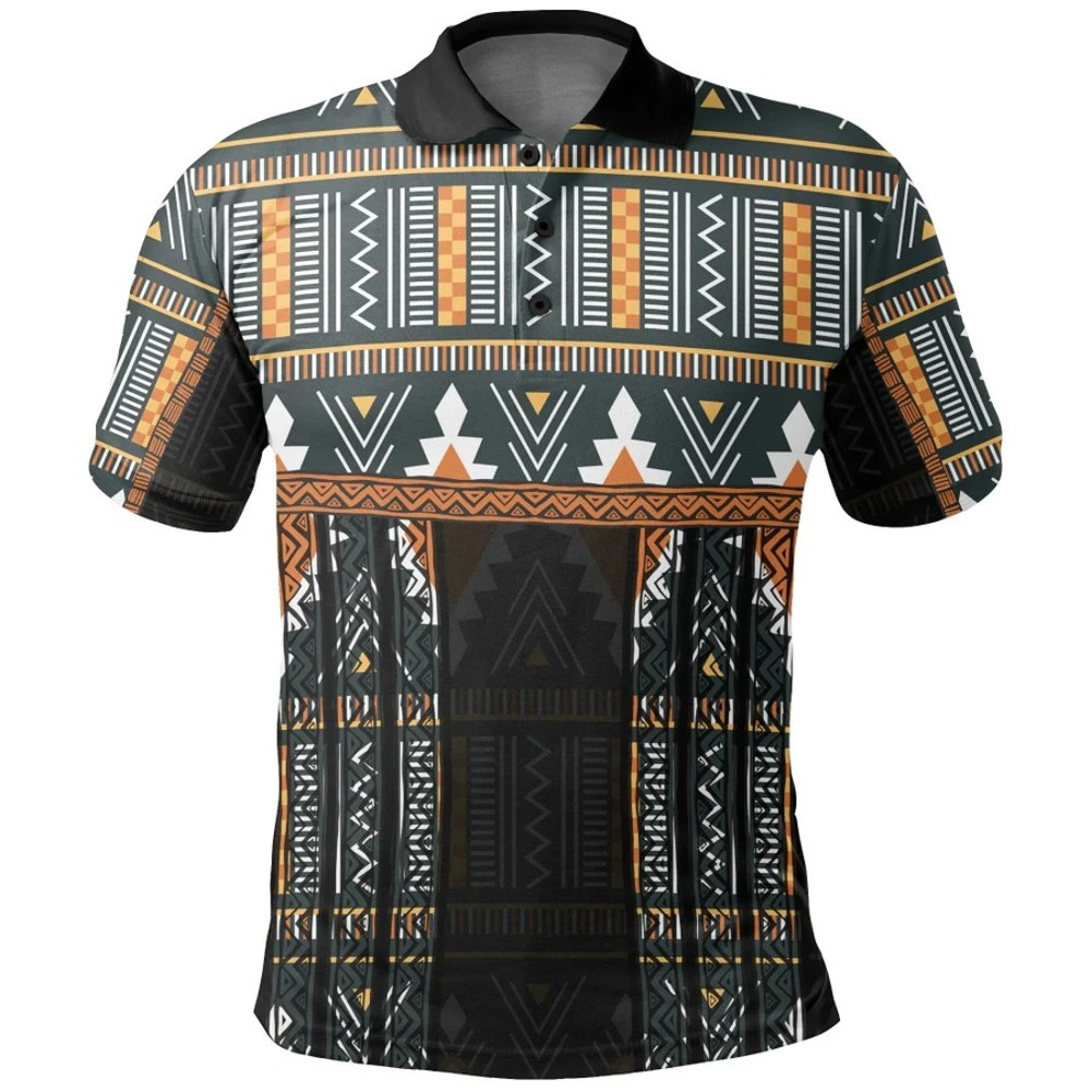 Africa Map Kente Ashanti Geometric Polo Shirt, African Polo Shirt For Men Women
