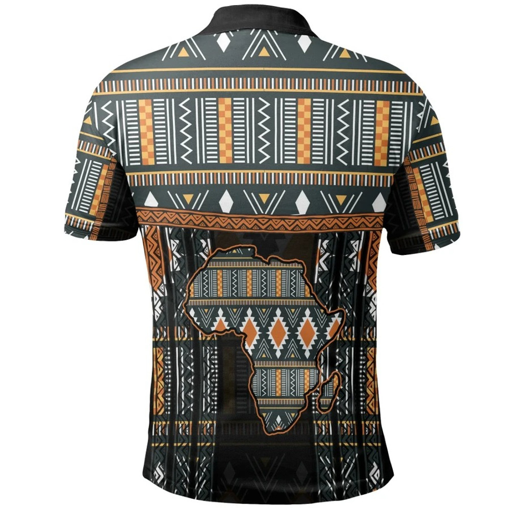 Africa Map Kente Ashanti Geometric Polo Shirt, African Polo Shirt For Men Women