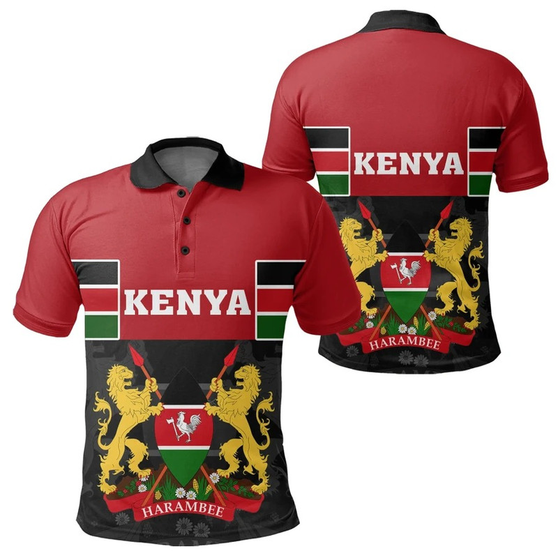 Kenya Flag Polo Shirt, African Polo Shirt For Men Women