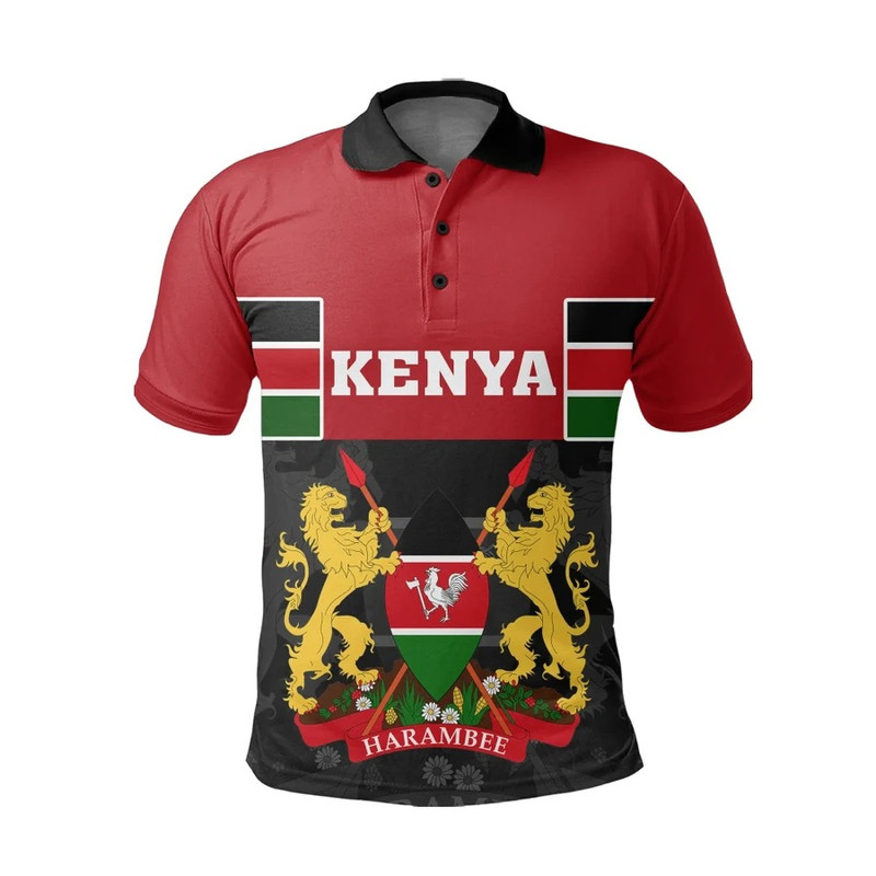 Kenya Flag Polo Shirt, African Polo Shirt For Men Women