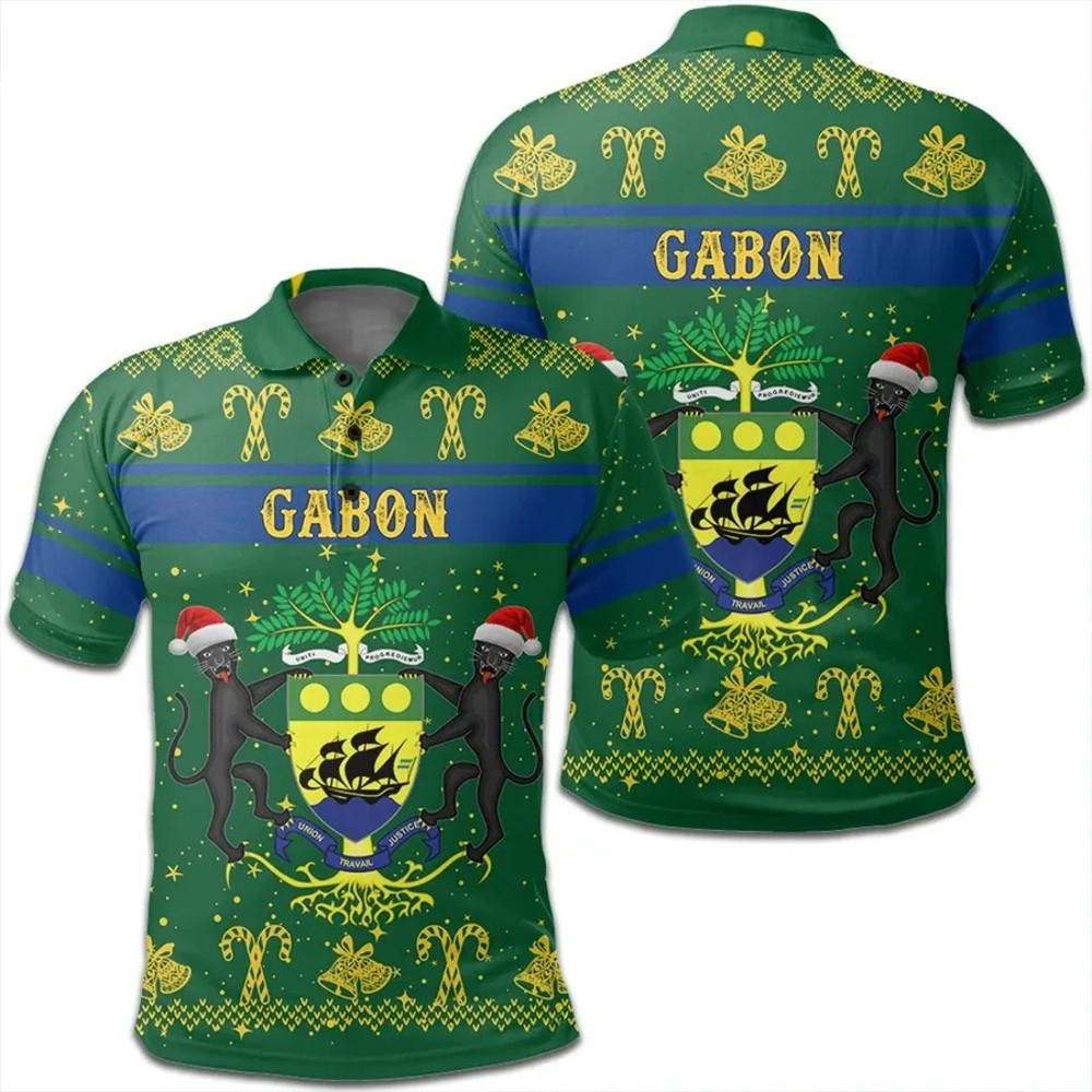 Gabon Polo Shirt Christmas, African Polo Shirt For Men Women