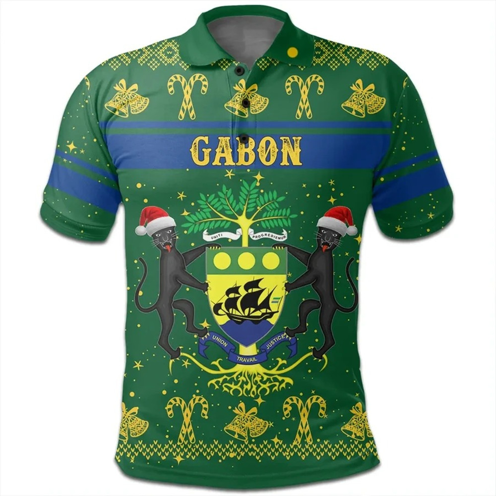 Gabon Polo Shirt Christmas, African Polo Shirt For Men Women