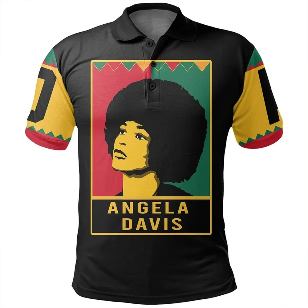 Angela Davis Black History Month Style Men Polo Shirt, African Polo Shirt For Men Women