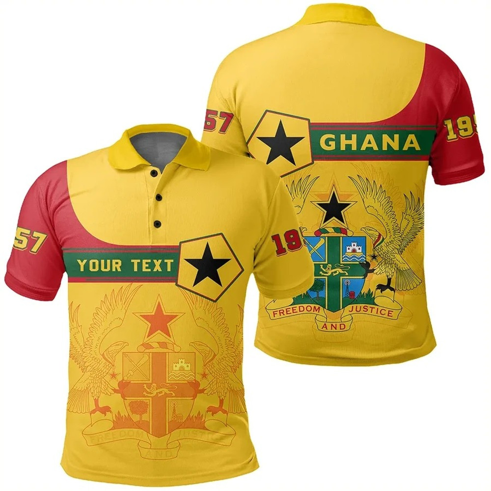 Custom Ghana Polo Shirt Pentagon Style, African Polo Shirt For Men Women