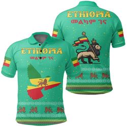 ethiopia christmas polo shirt - eagle style, african polo shirt for men women