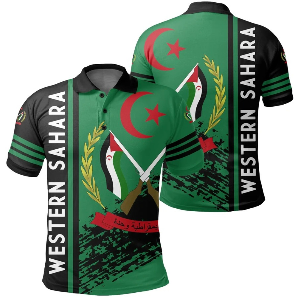 Western Sahara Quarter Style Polo Shirt, African Polo Shirt For Men Women