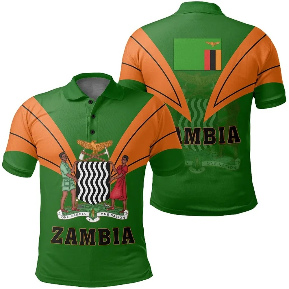Zambia Polo Shirt Tusk Style, African Polo Shirt For Men Women