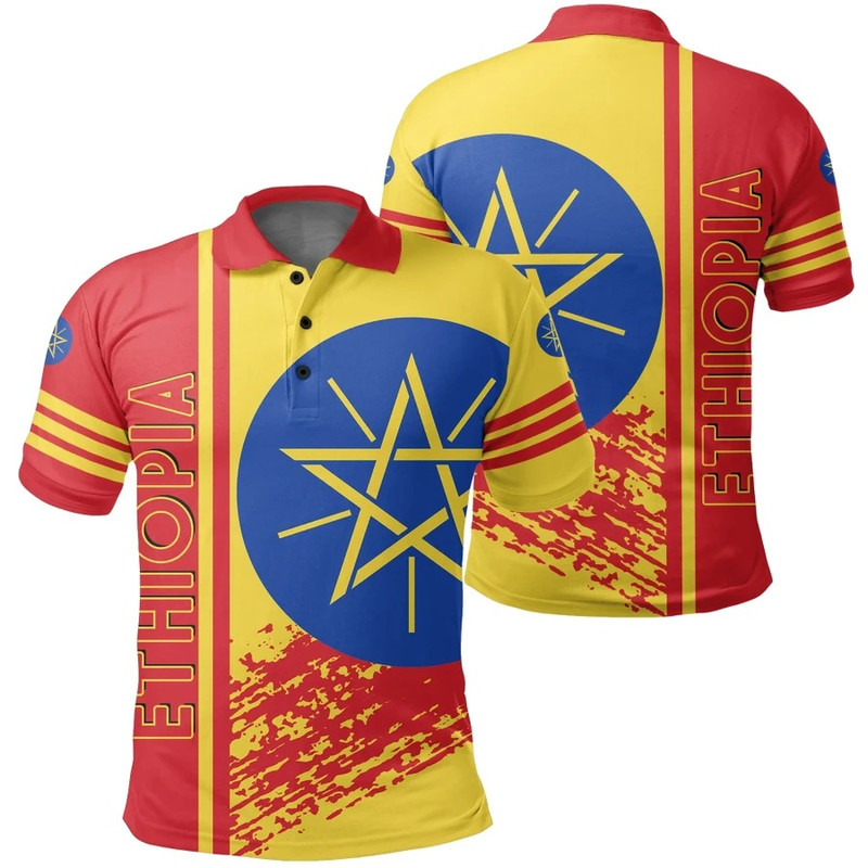 Ethiopia Quarter Style Polo Shirt, African Polo Shirt For Men Women