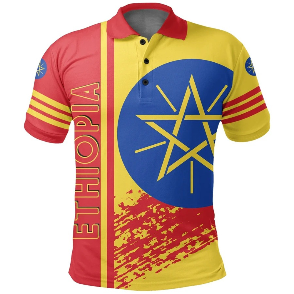 Ethiopia Quarter Style Polo Shirt, African Polo Shirt For Men Women