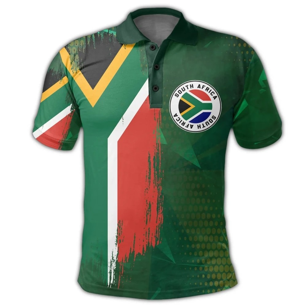 South Africa Flag Polo Shirt - Fid Style, African Polo Shirt For Men Women
