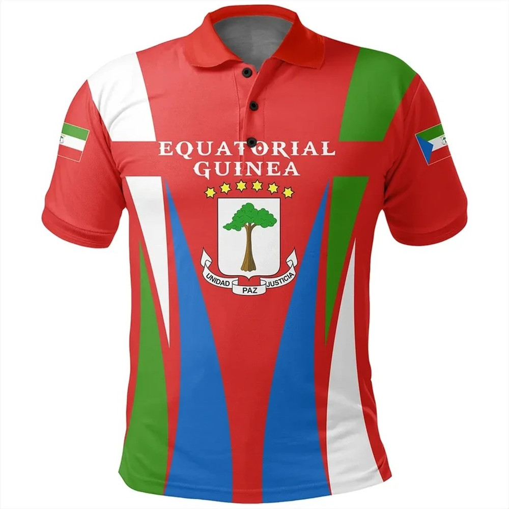 Equatorial Guinea Polo Shirt Apex Style, African Polo Shirt For Men Women