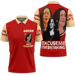 madam vice president red cream polo shirt, african polo shirt for men women
