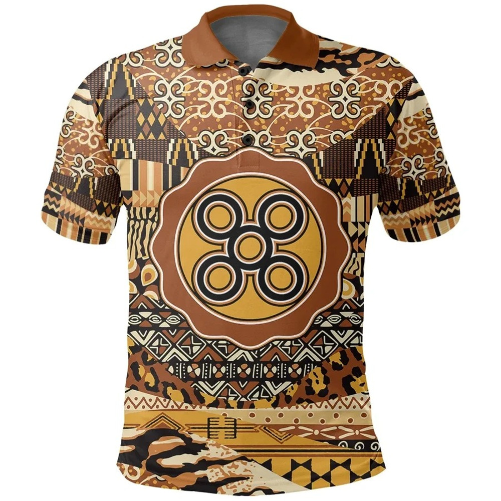 Mpuannum Polo Shirt Leo Style, African Polo Shirt For Men Women