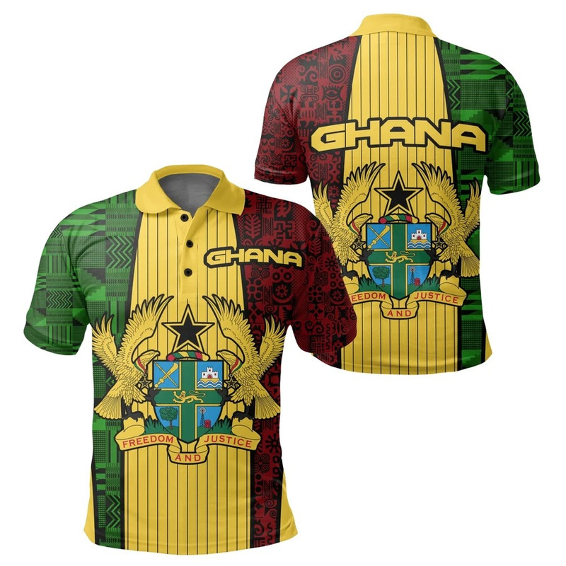 Ghana Coat Of Arms Polo Shirt, African Polo Shirt For Men Women