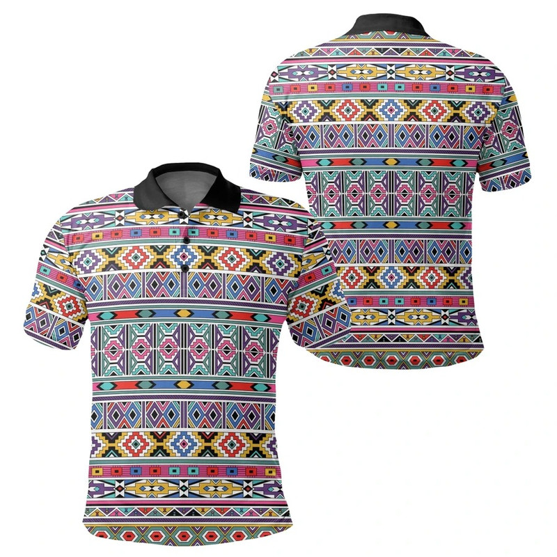 Navajo Ndebele Polo Shirt, African Polo Shirt For Men Women