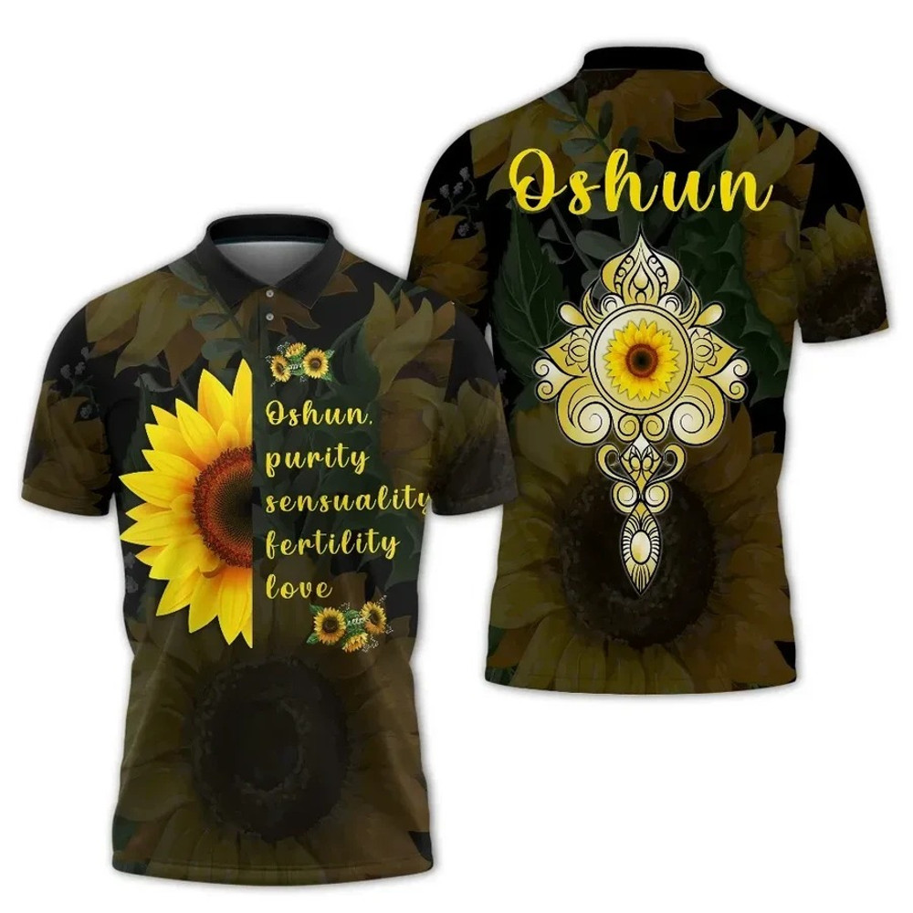 Orisha Oshun Polo Shirt - Sunflower, African Polo Shirt For Men Women