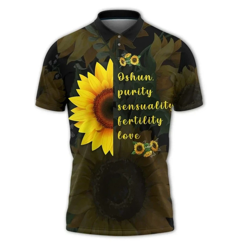 Orisha Oshun Polo Shirt - Sunflower, African Polo Shirt For Men Women