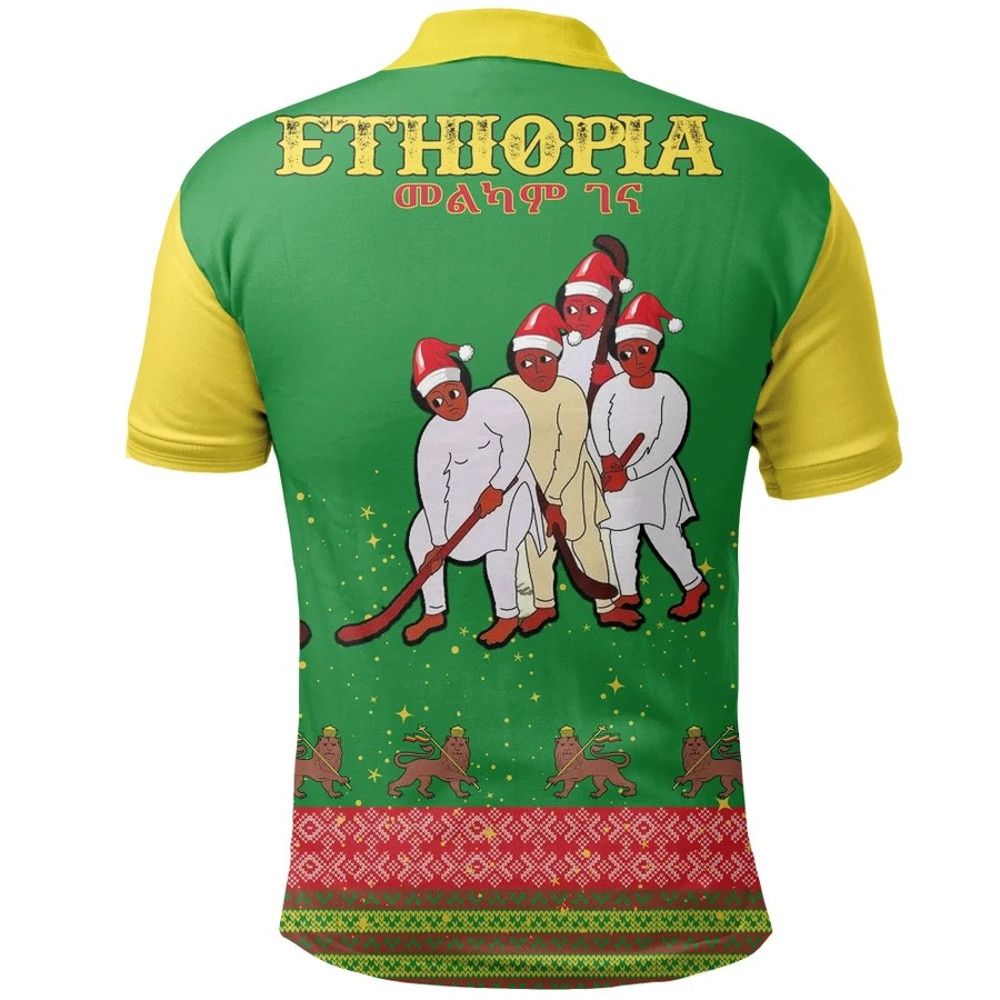 Ethiopia Christmas Genna Polo Shirt - Snow Style, African Polo Shirt For Men Women