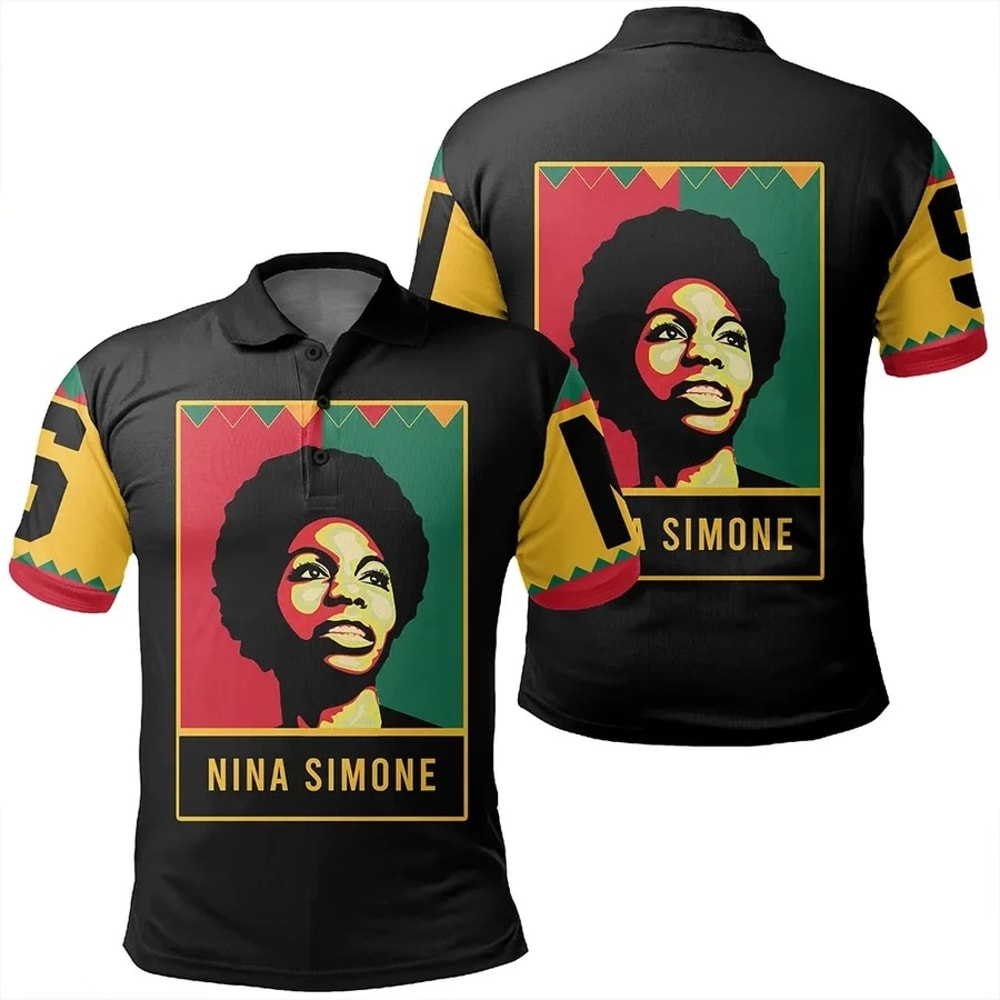 Nina Simone Black History Month Style Men Polo Shirt, African Polo Shirt For Men Women