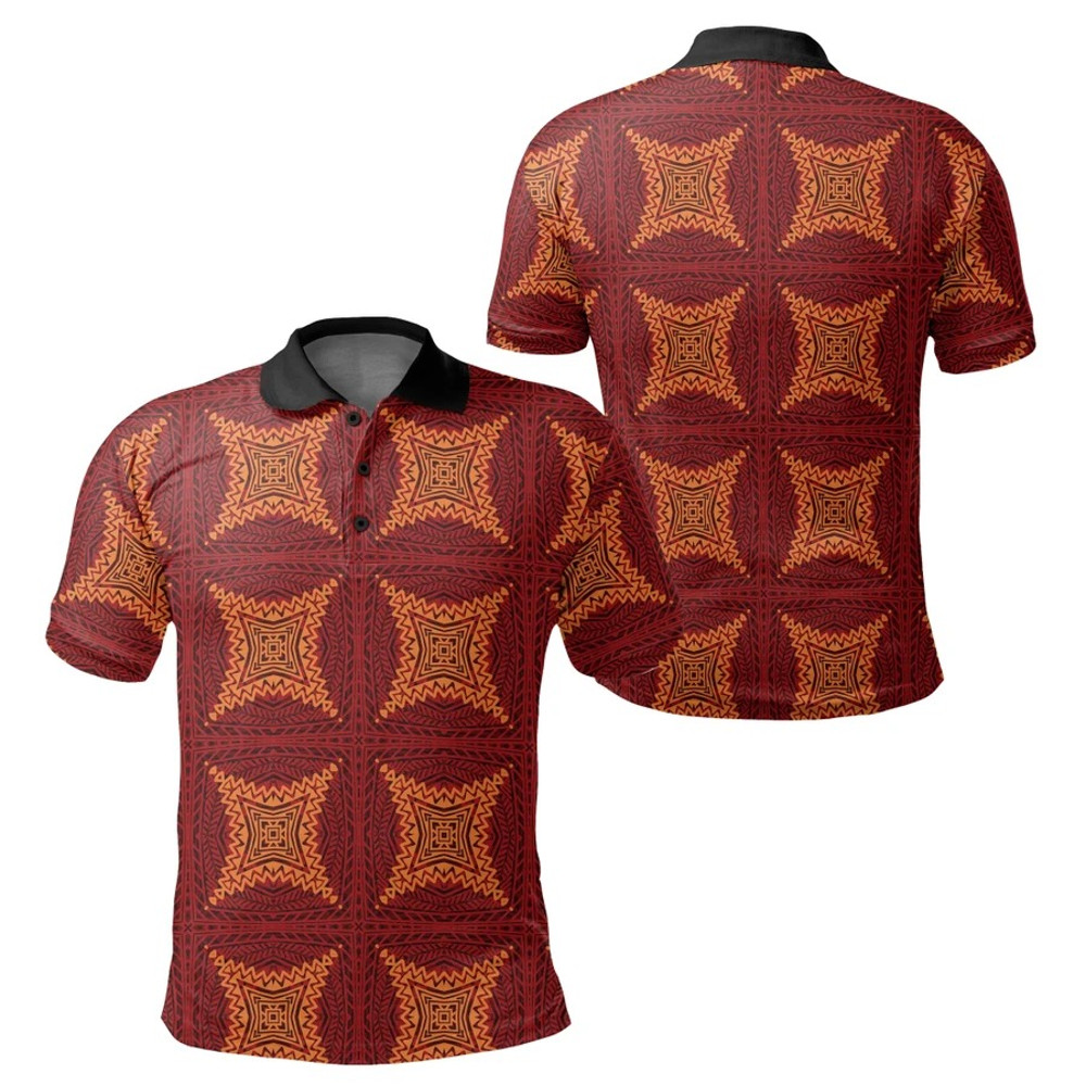 Mix Symbol Red Kitenge Polo Shirt, African Polo Shirt For Men Women