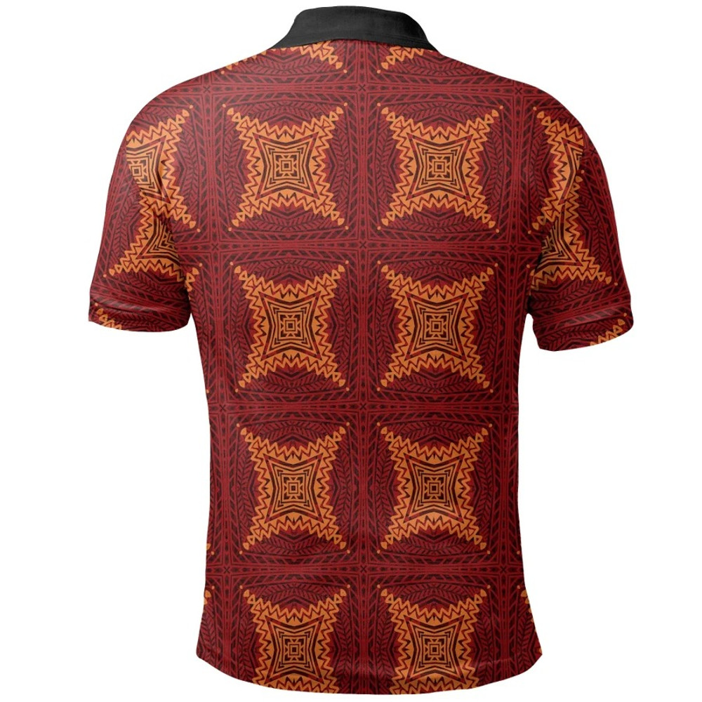 Mix Symbol Red Kitenge Polo Shirt, African Polo Shirt For Men Women
