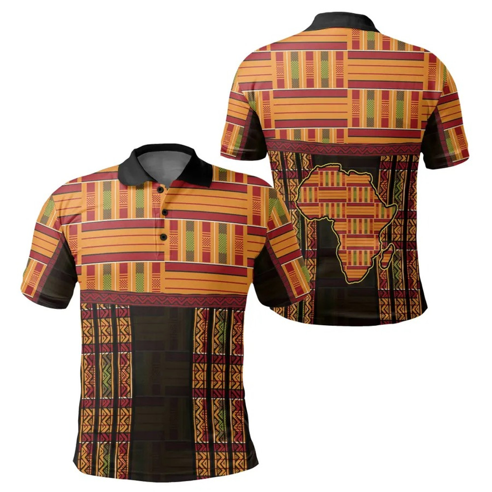 Africa Map The Ewe Golden Polo Shirt, African Polo Shirt For Men Women