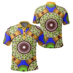 ankara vibrant circle polo shirt, african polo shirt for men women