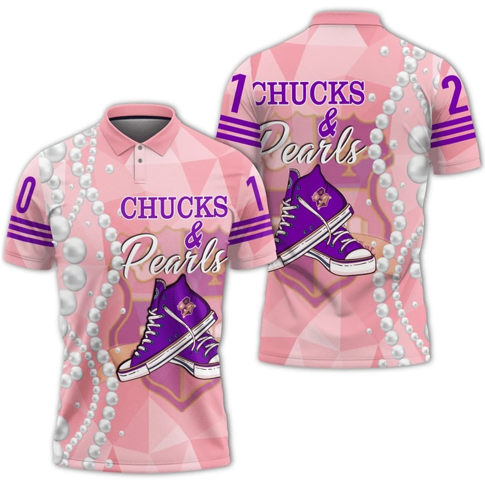 Chucks KEP Military Sorority Pearls Pink Polo Shirt, African Polo Shirt For Men Women