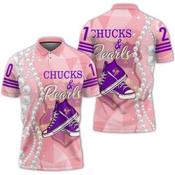 chucks kep military sorority pearls pink polo shirt, african polo shirt for men women