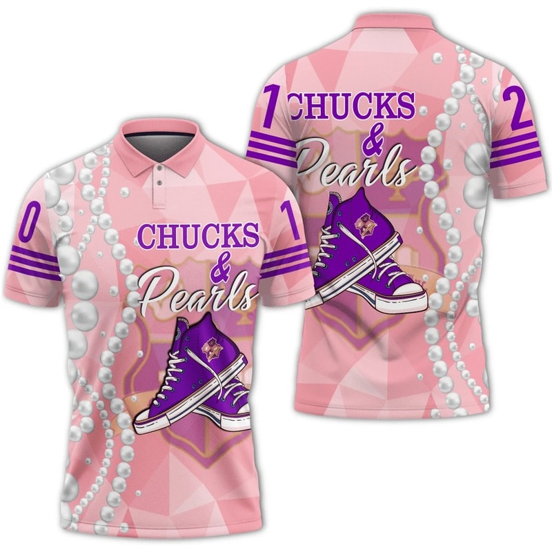Chucks KEP Military Sorority Pearls Pink Polo Shirt, African Polo Shirt For Men Women