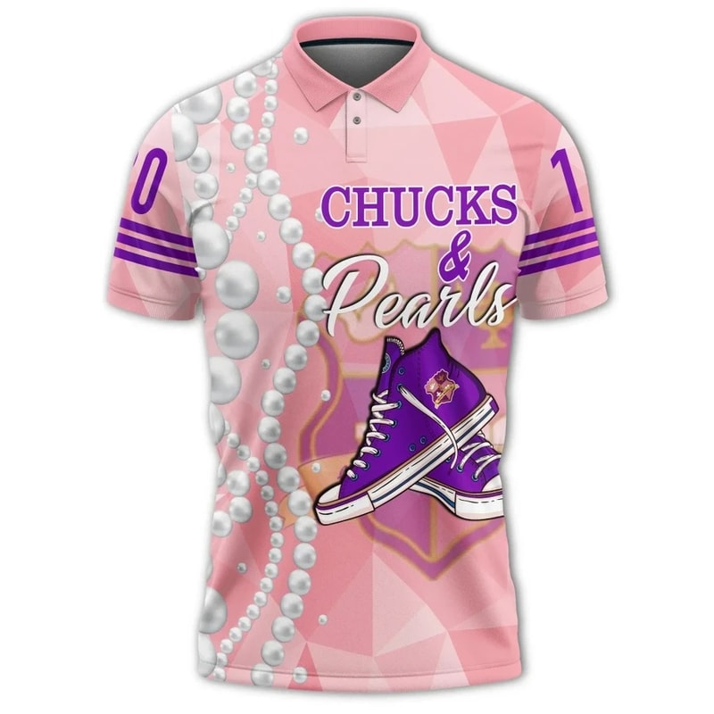 Chucks KEP Military Sorority Pearls Pink Polo Shirt, African Polo Shirt For Men Women