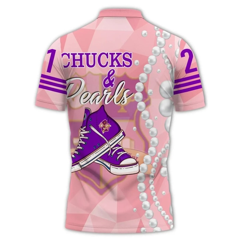 Chucks KEP Military Sorority Pearls Pink Polo Shirt, African Polo Shirt For Men Women
