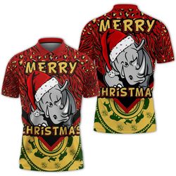 christmas rhinoceros women polo shirt, african polo shirt for men women