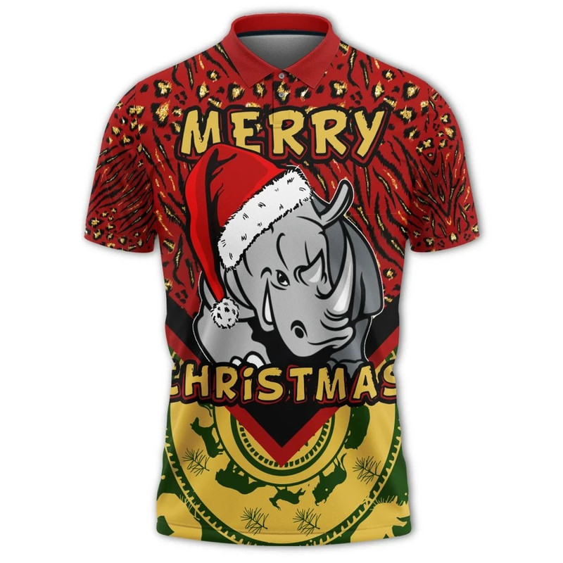 Christmas Rhinoceros Women Polo Shirt, African Polo Shirt For Men Women