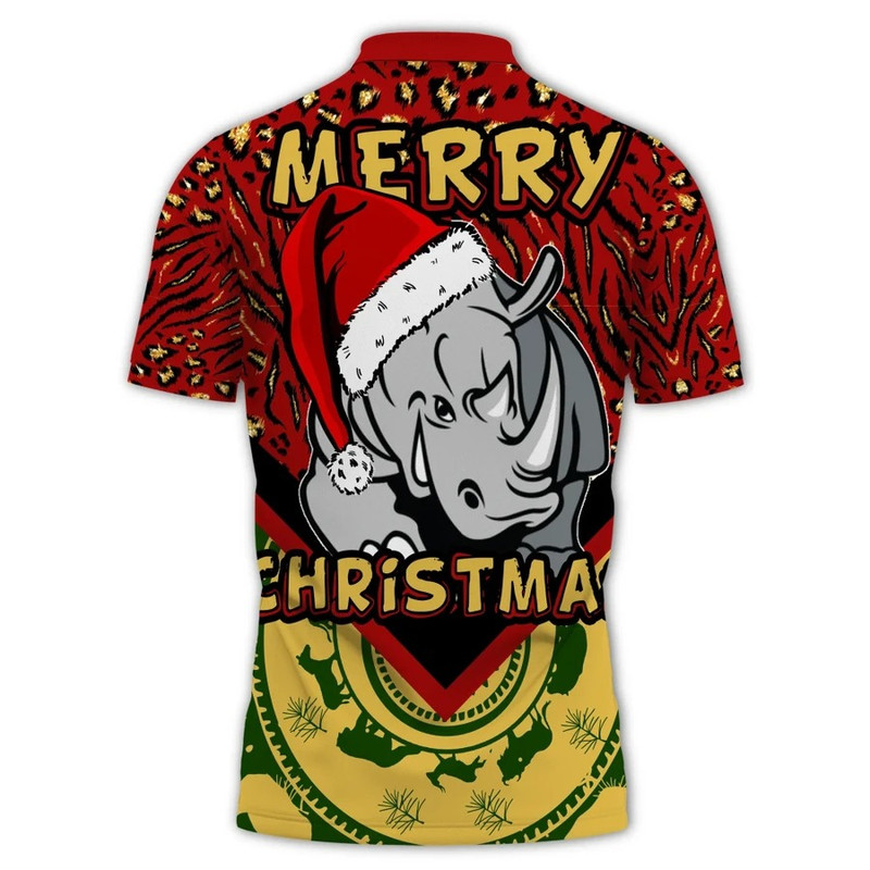Christmas Rhinoceros Women Polo Shirt, African Polo Shirt For Men Women