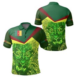 cameroon lion polo shirt, african polo shirt for men women