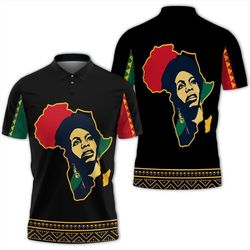 Nina Simone Black History Month Women Polo Shirt, African Polo Shirt For Men Women