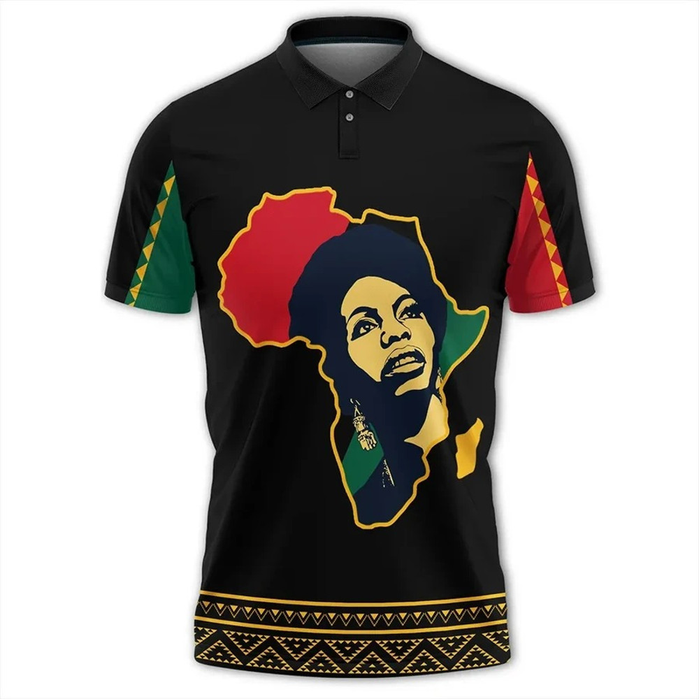 Nina Simone Black History Month Women Polo Shirt, African Polo Shirt For Men Women