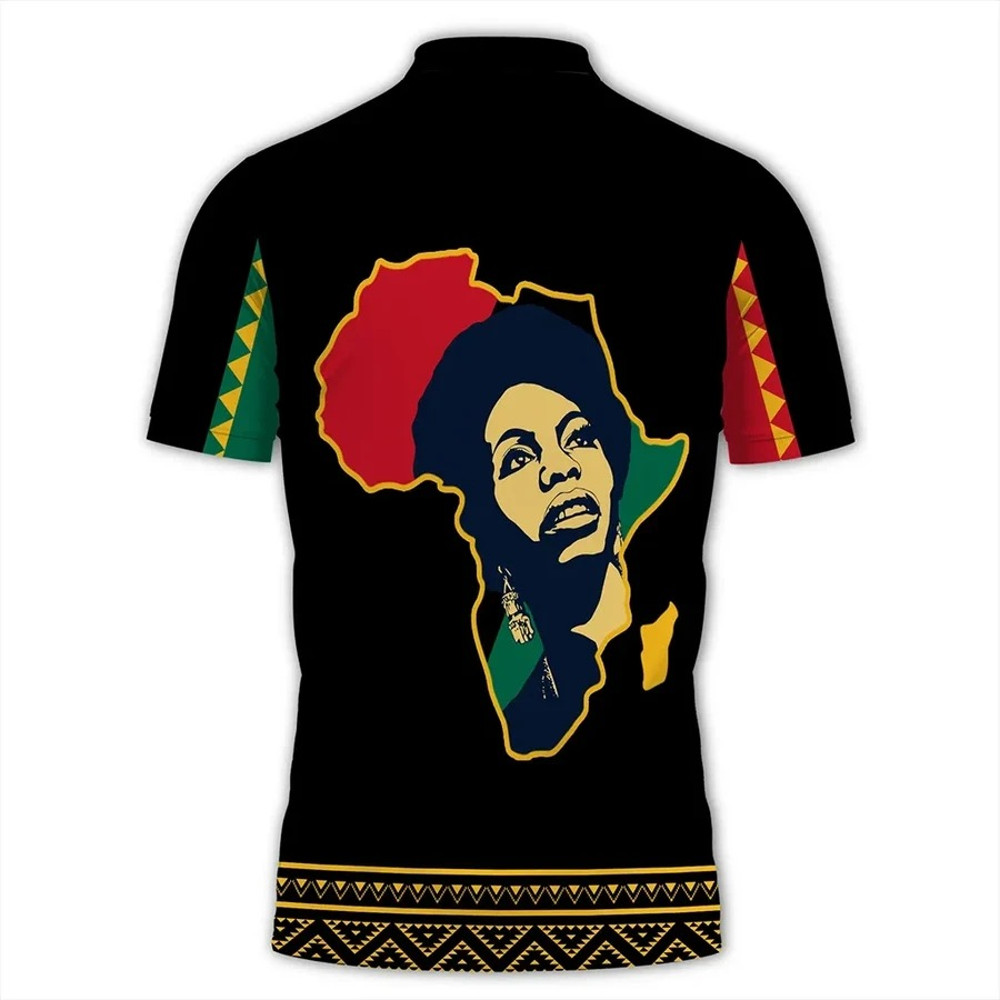 Nina Simone Black History Month Women Polo Shirt, African Polo Shirt For Men Women