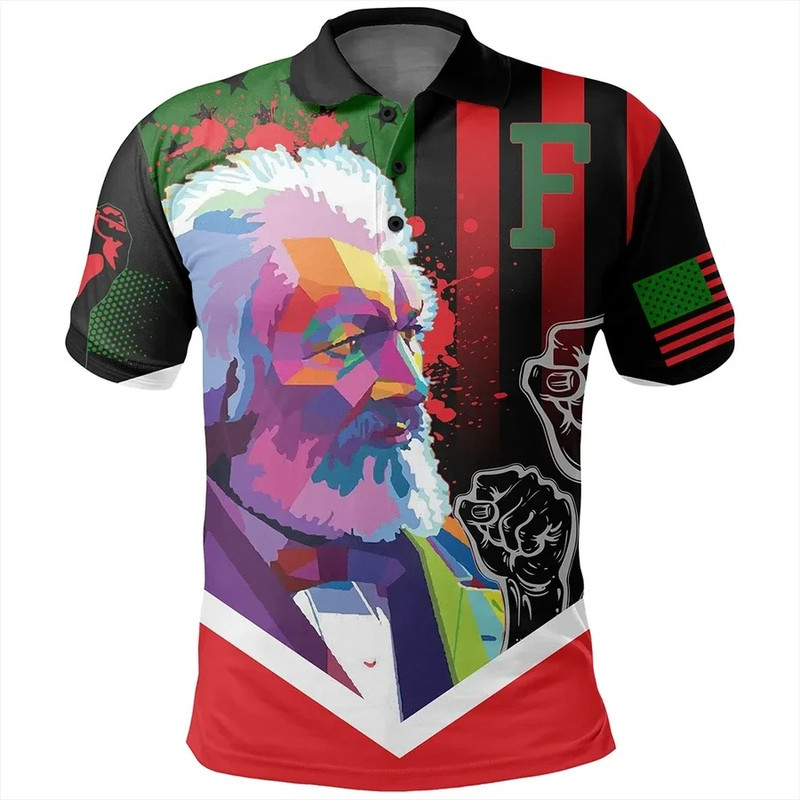 African American Flag Frederick Douglass Polo Shirt, African Polo Shirt For Men Women