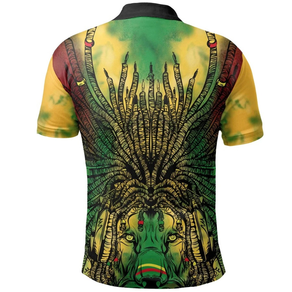 Jamaica Dreadlock Lion King Polo Shirt - Mic Style, African Polo Shirt For Men Women