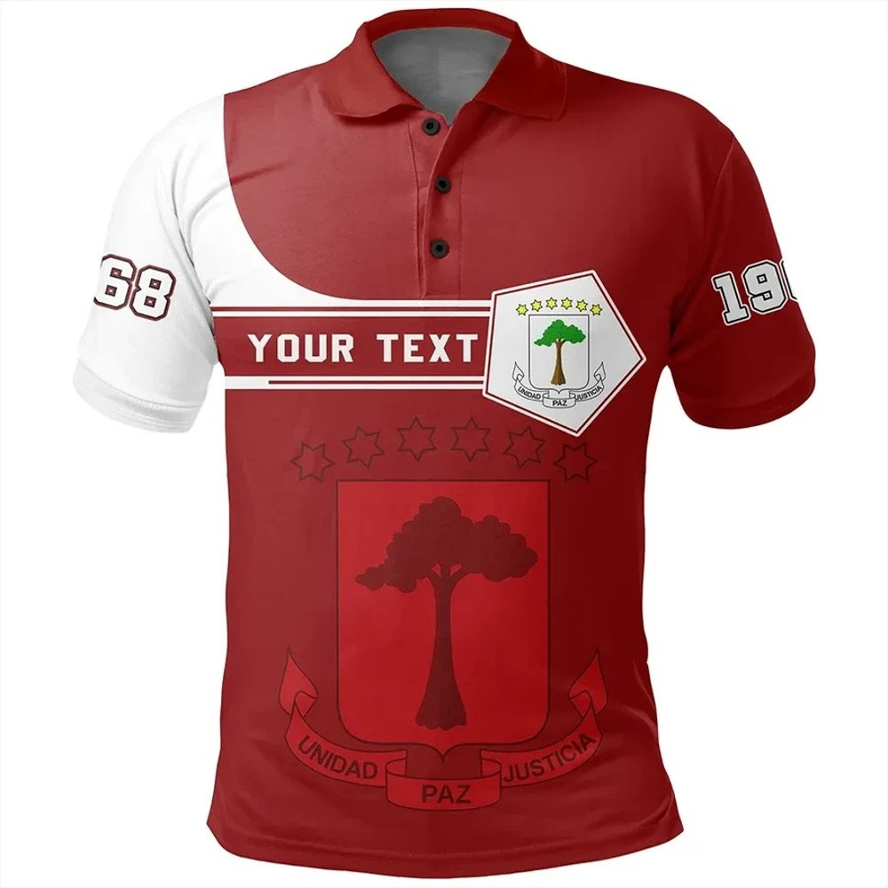 Custom Equatorial Guinea Polo Shirt Pentagon Style, African Polo Shirt For Men Women