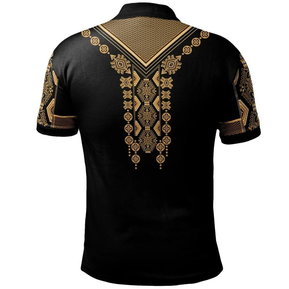 Dashiki Color Black Dropi Polo Shirt, African Polo Shirt For Men Women