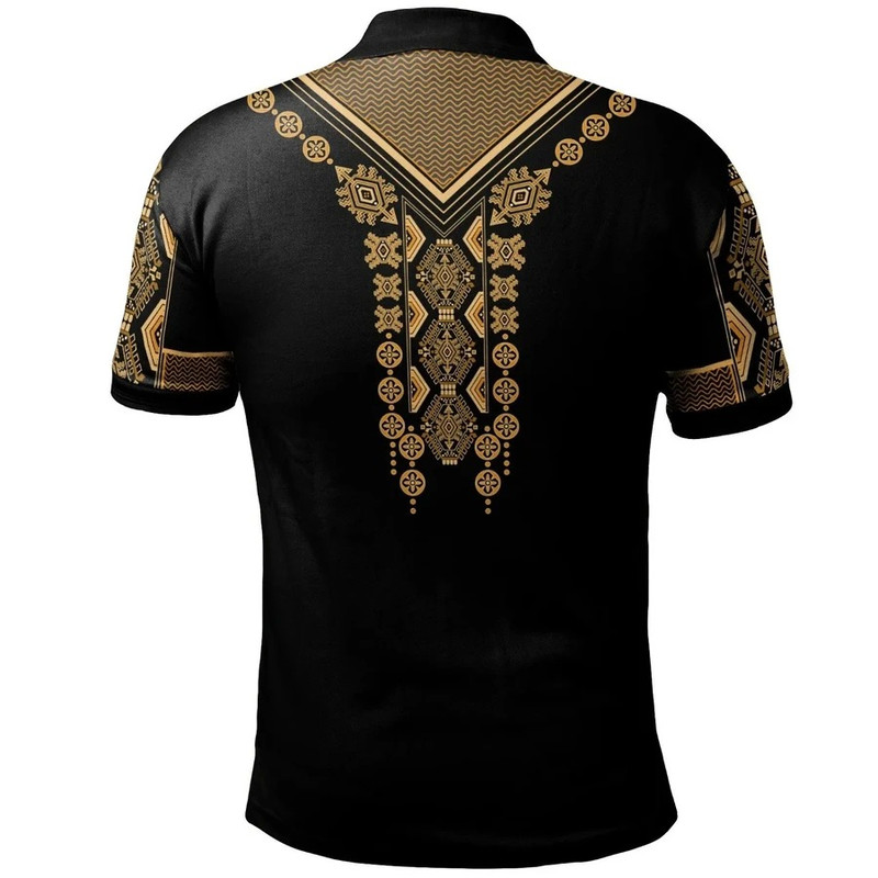 Dashiki Color Black Dropi Polo Shirt, African Polo Shirt For Men Women