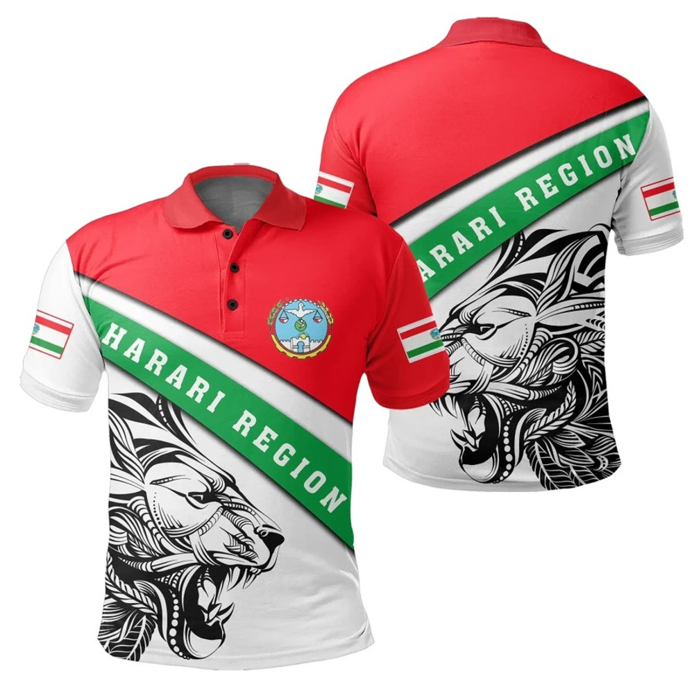 Harari Region Lion, African Polo Shirt For Men Women