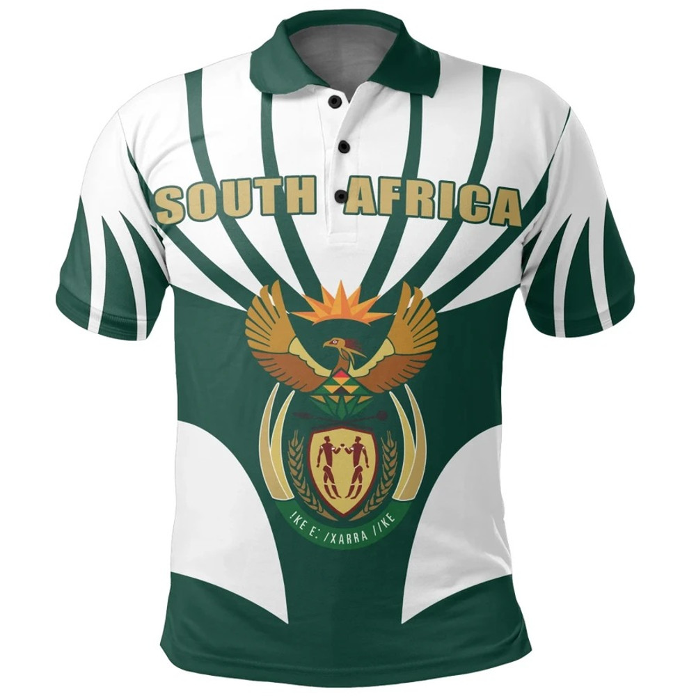 South Africa King Protea White Polo Shirt, African Polo Shirt For Men Women