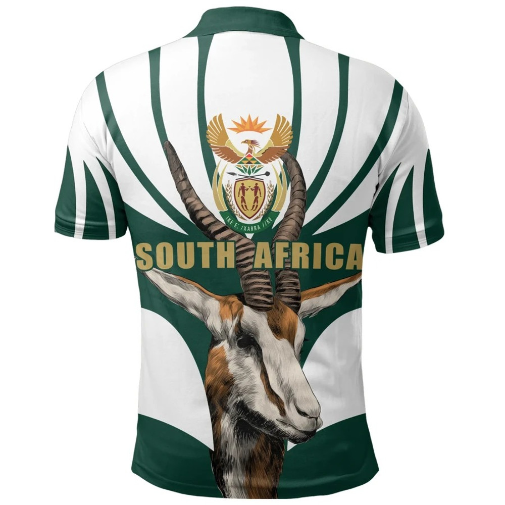 South Africa King Protea White Polo Shirt, African Polo Shirt For Men Women