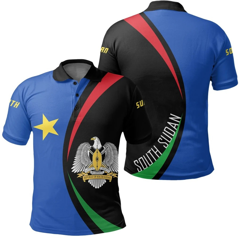 South Sudan Polo Shirt - Circle Style, African Polo Shirt For Men Women