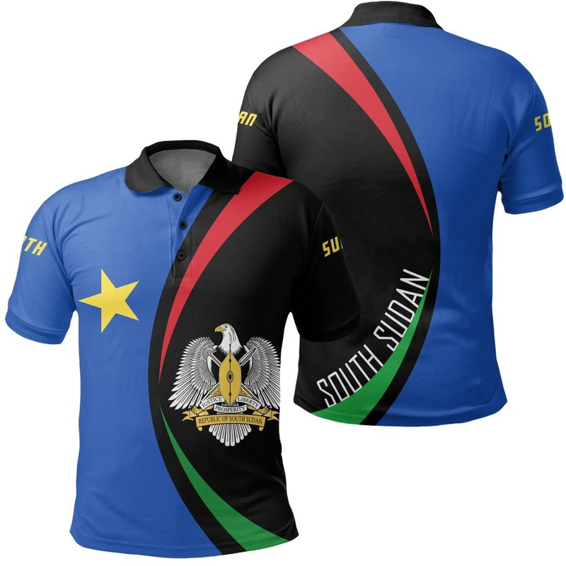 South Sudan Polo Shirt - Circle Style, African Polo Shirt For Men Women